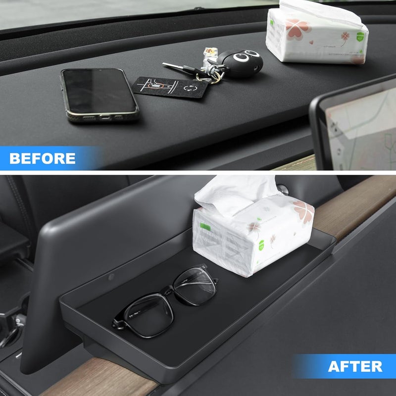 KUNIST for Tesla Model Y Upgrade Behind Screen Storage Box Dashboard Hidden Organizer Tray Non-Slip Sunglass Card Holder for 2021-2023 Tesla Model 3 and 2021-2025 Model Y (Not fit 2025 Juniper) - Image 4